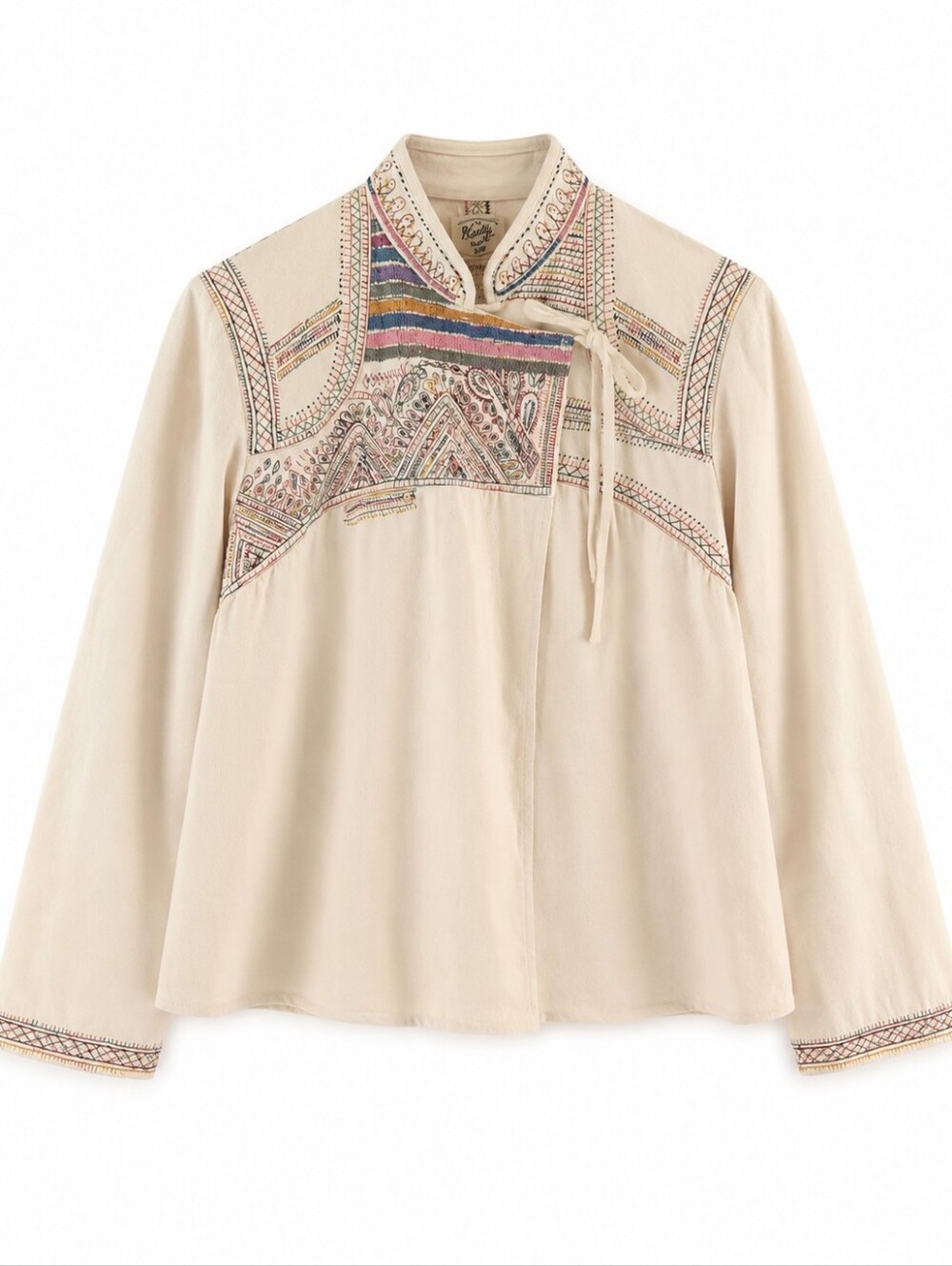 Rare Vintage Lucky Brand Kediyu Embroidered Jacket India Cotton, M, Cream